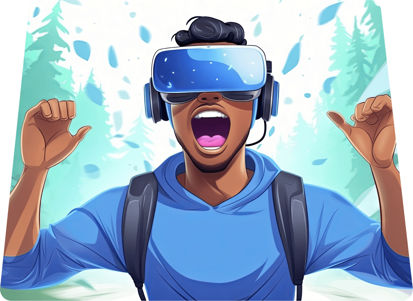 cartoon man wearing vr-glasses 